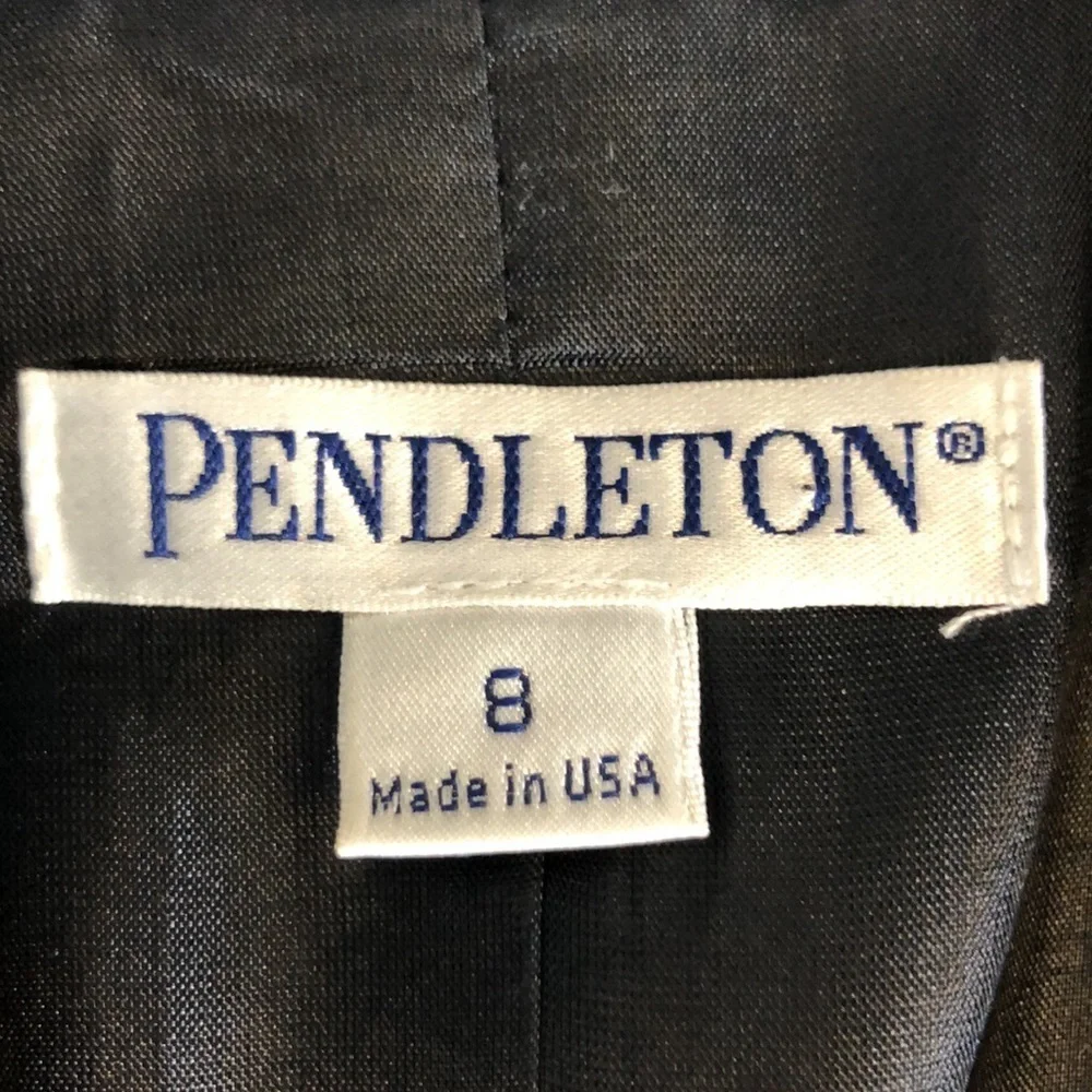 PENDLETON CLASSIC DARK GRAY 100% PURE VIRGIN WOOL BLAZER     SIZE 8